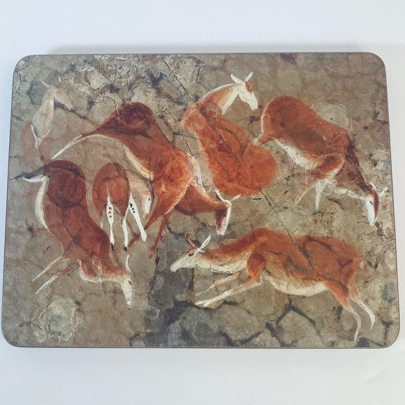 Vtg Pastiche Prestige Tableware Placemats Set of 6 Aboriginal Bushmen Rock Art - Picture 4 of 13